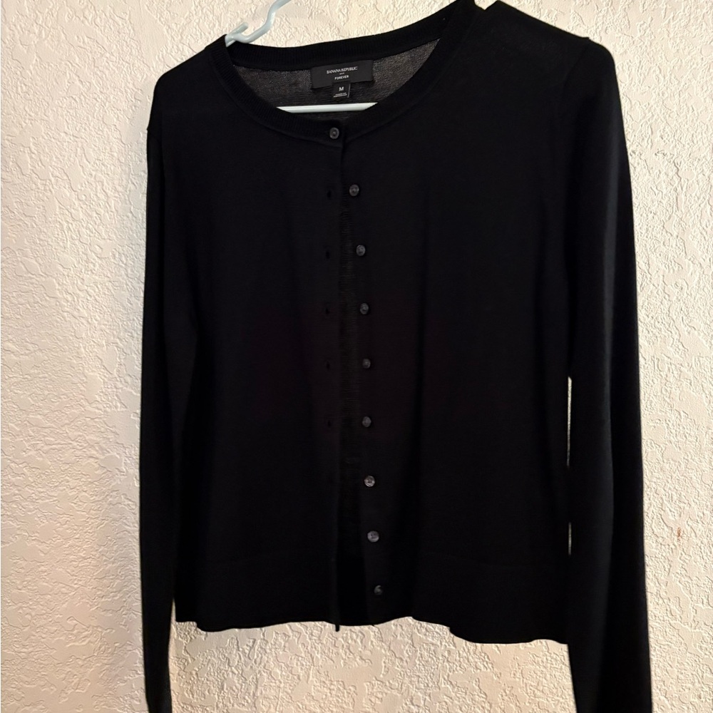 Banana Republic Black Button-Up Cardigan